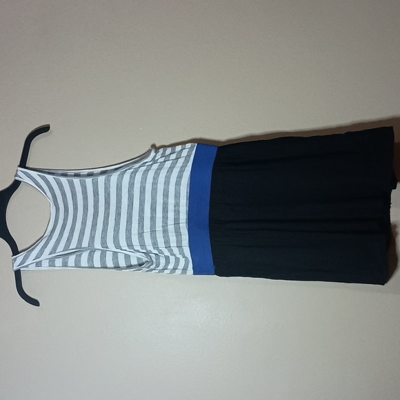 Forever 21 Gray & Black Striped Mini Dress with Blue Band and Black Skirt - Picture 2 of 5